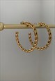 TRESSER. Gold Large Twist Rope Hoop Earrings