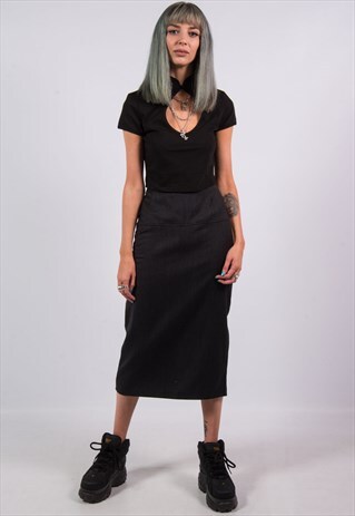 VINTAGE 90'S GREY MIDI SKIRT