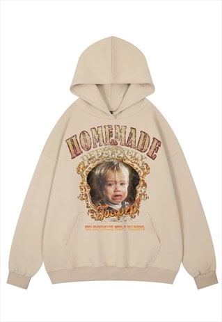 CRY BABY HOODIE PSYCHEDELIC PULLOVER RETRO POSTER TOP CREAM