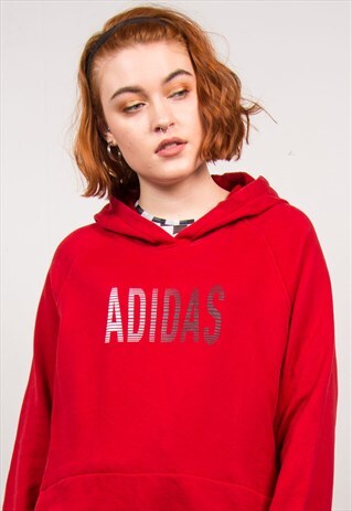 ADIDAS VINTAGE 90'S RED OVERSIZED HOODIE