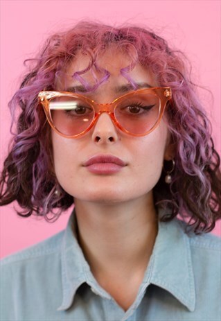 LOLA - OVERSIZED ORANGE CAT EYE SUNGLASSES