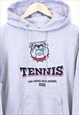 VINTAGE CHAMPION HOODIE GREY WITH CHEST GRAPHIC 