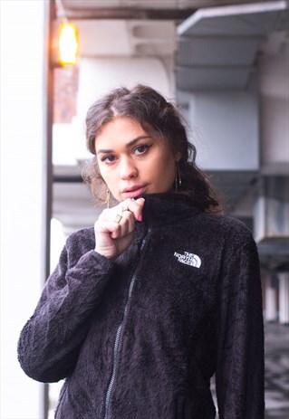 VINTAGE THE NORTH FACE EMBROIDERED LOGO FLEECE JACKET BLACK