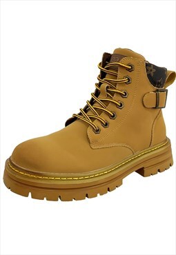 Tractor ankle boots platform shoes in brown