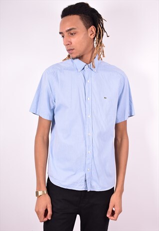 LACOSTE MENS VINTAGE SHIRT LARGE BLUE 90'S