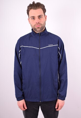 REEBOK MENS VINTAGE TRACKSUIT TOP JACKET LARGE BLUE 90'S