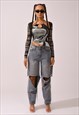 Y2K MESH SLEEVE TOP