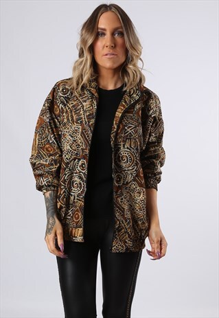 BOMBER JACKET SHELL PRINT VINTAGE 90'S UK 14 (N3Z)