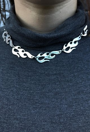 chain flame silver asos marketplace necklace jewellery watches