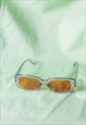 BLUE BROWN ROUNDED RECTANGLE 90S LOOK SUNGLASSES