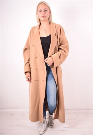 WOMENS VINTAGE COAT LARGE BEIGE 90S