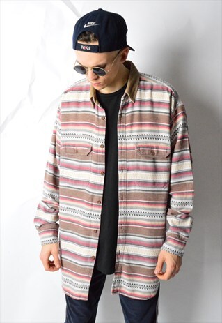 VINTAGE 90S COLOURFUL STRIPED AZTEC LONG SLEEVE SHIRT