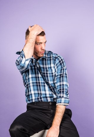 VINTAGE FLANNEL SHIRT WITH BLUE CHECKS