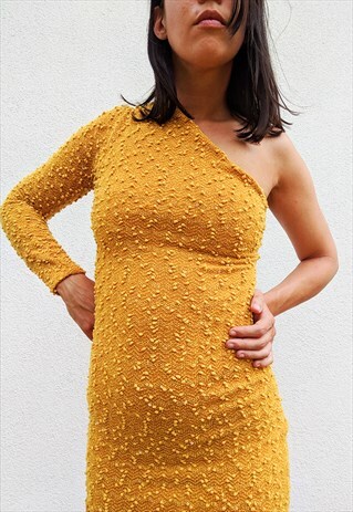 LONG SLEEVE ONE SHOULDER BODYCON MINI DRESS