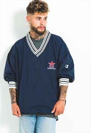 VINTAGE 80'S CHAMPION V-NECK PULLOVER JACKET / S4738