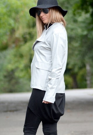 LONG COAT/WOMEN'S EXTRAVAGANT COAT/ ASYMETRIC LONG COAT