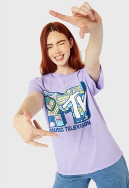 Skinnydip London MTV Graphic T-Shirt in Lilac