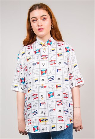 VINTAGE 90'S NAUTICAL PATTERN SHIRT