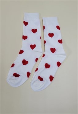 Heart White Love Pattern Cozy Socks