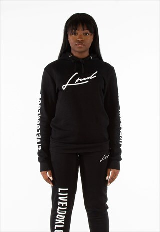 BLACK AND WHITE SIGNATURE HOODIE