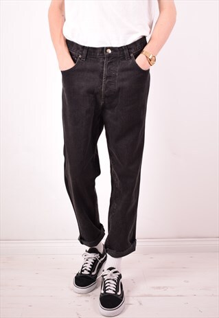 CALVIN KLEIN MENS VEST JEANS W32 L26 BLACK 90S
