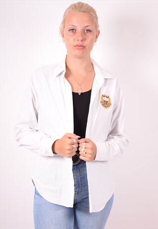 RALPH LAUREN WOMENS VINTAGE SHIRT LARGE WHITE 90S