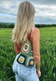 GREEN HANDMADE CROCHET SHOULDER TOTE BAG FOR SUMMER FESTIVAL