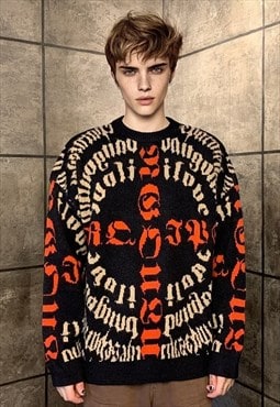 Punk sweater Tattoo jumper knitted Gothic grunge top black