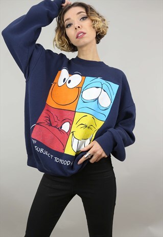 VINTAGE 90S OVERSIZED BLUE NOVELTY NY FREEZE SWEATSHIRT