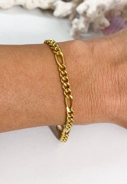 1990's Gold Plated Figaro Chain Bracelet