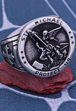 Mens St Michael Ring Womens Rings Thick Ring 