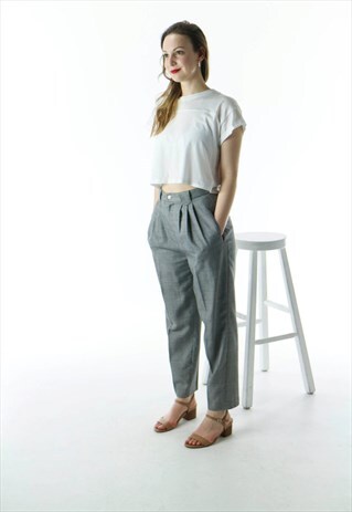 PLEATED HOUNDSTOOTH PANTS / HIGH WAISTED PANTS