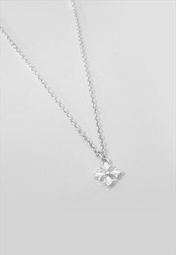 54 Floral Fleur-de-lis Cross Pendant Necklace Chain - Silver