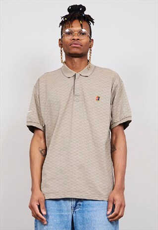 VINTAGE 90'S NIKE KHAKI BROWN POLO T-SHIRT