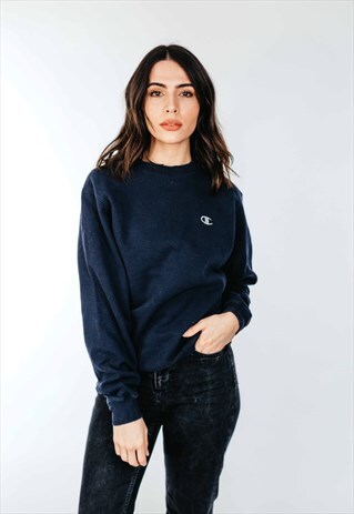 NAVY BLUE CHAMPION CREW NECK SWEATSHIRT