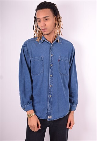 LEVI'S MENS VINTAGE DENIM SHIRT MEDIUM BLUE 90'S