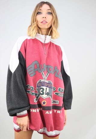 VINTAGE 90S OVERSIZED 1/4 ZIP SWEATSHIRT