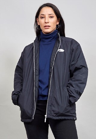 VINTAGE 90'S NIKE OVERSIZED BLACK PADDED LOGO JACKET
