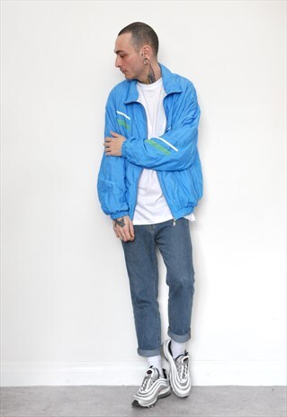 VTG 90S ELLESSE FESTIVAL SPORTS TOP WINDBREAKER JACKET BLUE
