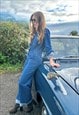 VINTAGE 70'S LADIES BLUE FLARED  DENIM BOILERSUIT JUMPSUIT