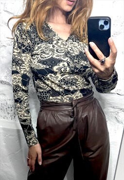 Vintage 90s Printed Tight Top - Small