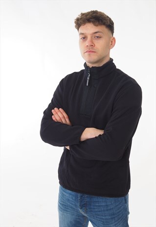 VINTAGE TOMMY HILFIGER 1/4 ZIP SWEATSHIRT BLACK