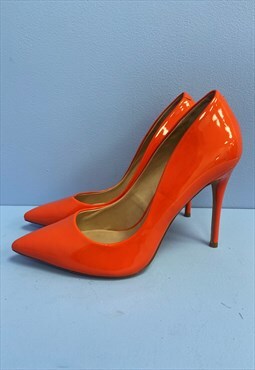00's Court Heel Shoes Orange Patent Pointed