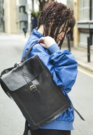 PREMIUM BLACK LEATHER URBAN BACKPACK