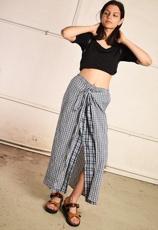 90'S RETRO CHECKED FESTIVAL PARIS CHIC MIDI SKIRT