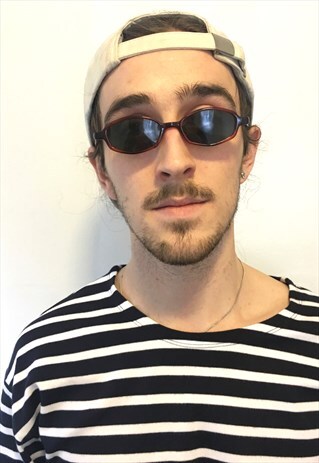 VINTAGE HEXAGON BROWN SLIM 90S SUNGLASSES