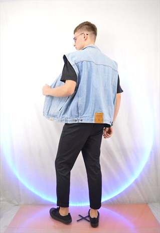 DENIM OVERSIZE BLUE GILET.
