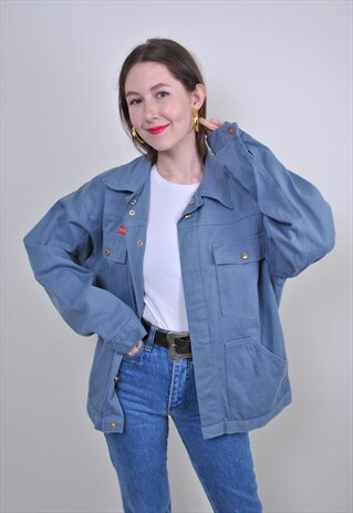 VINTAGE COTTON WORK JACKET, 90S WORKER BUTTON JACKET