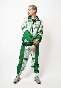 Vintage sport full tracksuit set green white colour for men 