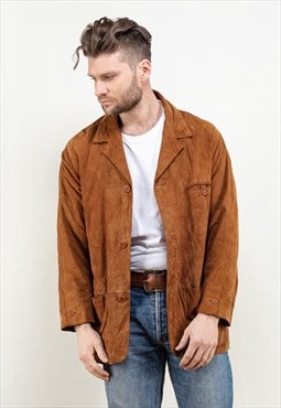 Vintage Men 80's Brown Suede Jacket